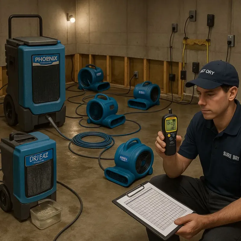 Structural Drying and Dehumidification process in Harrington Park, NJ